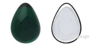 Cabochon Pear – Dark Emerald Silver Foiled 18x13mm Cabochon Pear – Dark Emerald Silver Foiled 18x13mm