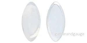 Cabochon Navette - Milky White Silver Foiled 15x7mm