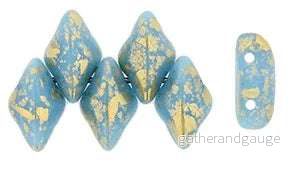 Matubo Gemduo - Gold Splash Blue Turquoise 8x5mm, 10 gram - Bild 2