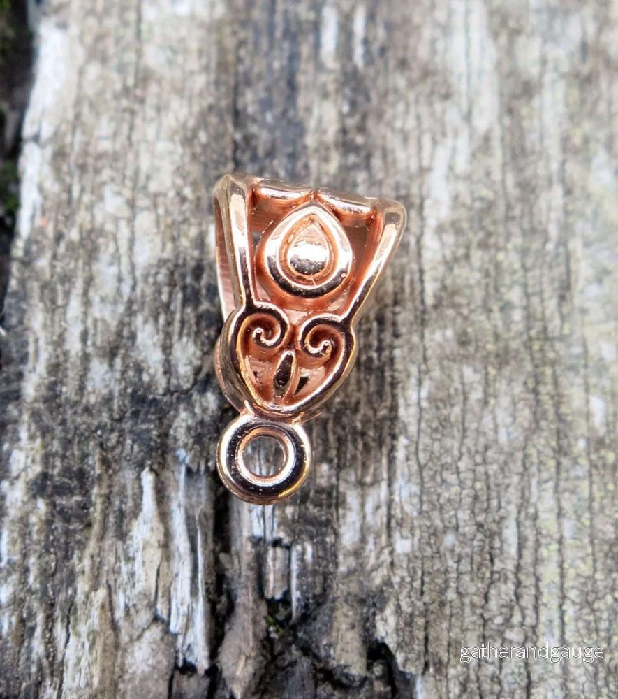 Berlockhållare 24k Roséguldpläterad - Elegant större modell, 10x8mm, 1 styck