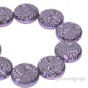 Coin 2-hole - Jet Violet Laser Contour 14mm 1 sträng