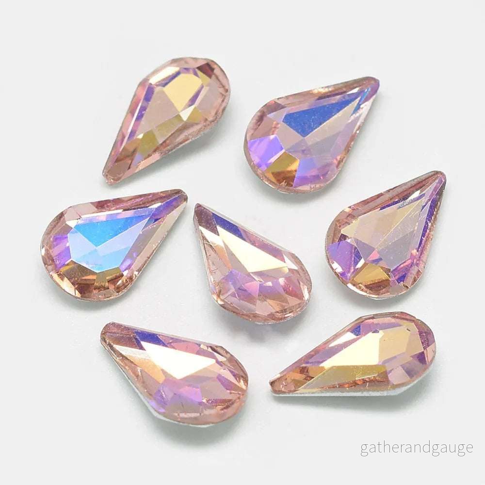 Kinesisk strass - Teardrop Dark Salmon Shimmer 13x8mm 1 styck - Bild 2