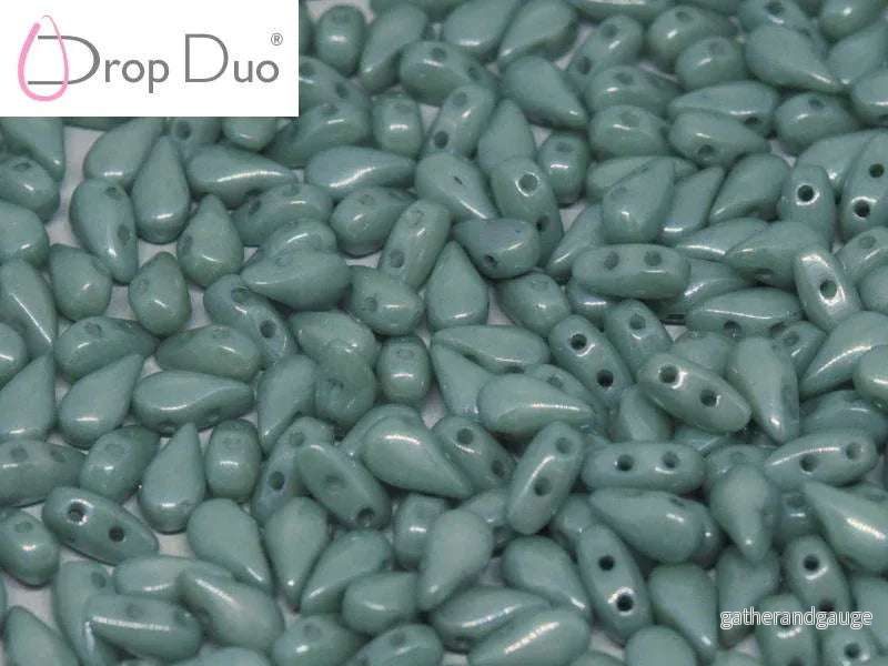 DropDuo® - Chalk White Teal Luster 3x6mm, 30-pack