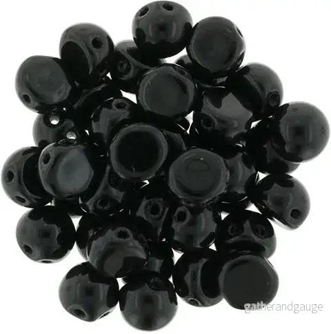 CzechMates Cabochon – Jet 7mm 2-håls, 10-pack