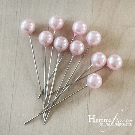 Nål m. pärla 10mm – Rosa 10pack