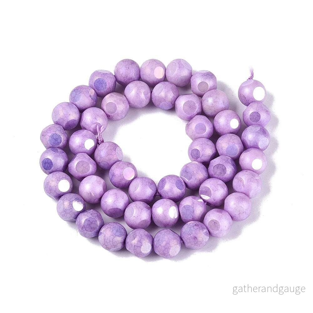 Glaspärlor Facetterad Rund – Medium Orchid AB, 8mm 1 sträng Glaspärlor Facetterad Rund – Medium Orchid AB, 8mm 1 sträng