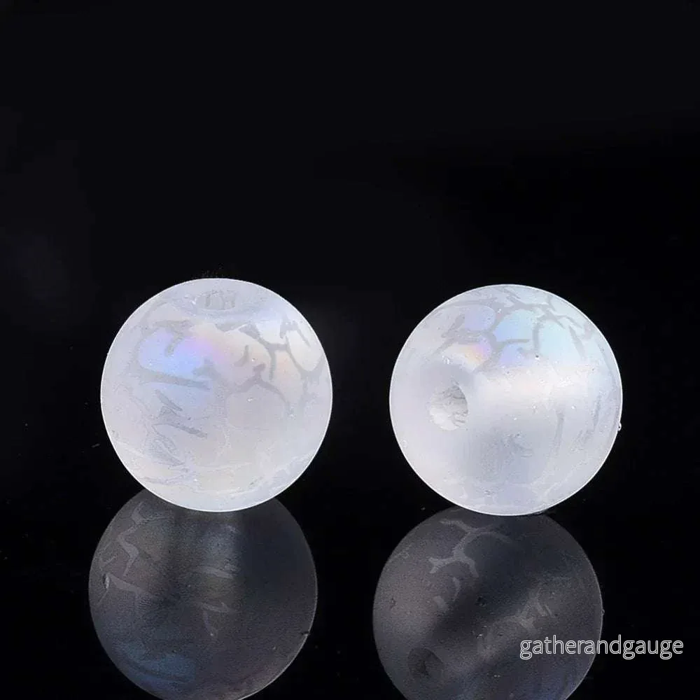 Glaspärla Rund - Krackelerat Mönster Klar AB 8mm 1 styck
