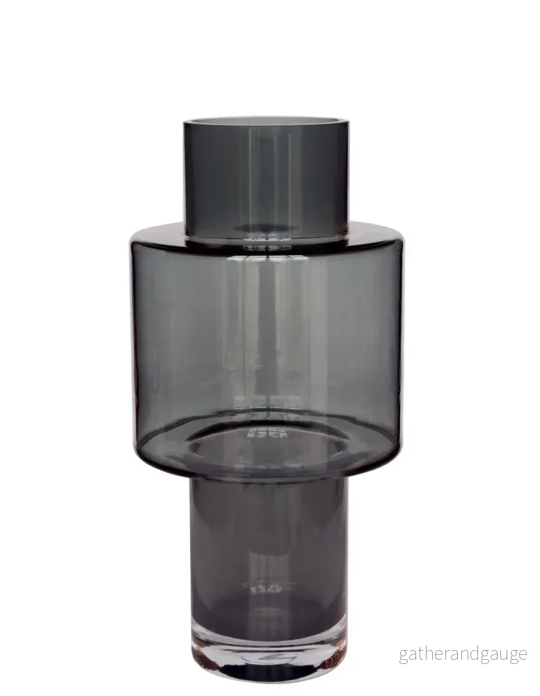 Grå glasvas – h40cm, Ø20cm Grå glasvas – h40cm, Ø20cm