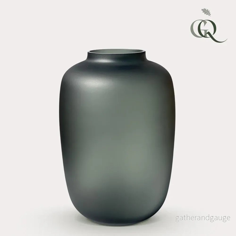 Satingrå glasvas - h35cm, Ø25cm - Bild 2