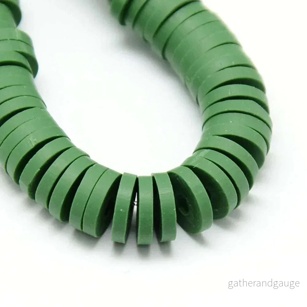 Heishi Pärlor - Grön 6mm 1 sträng