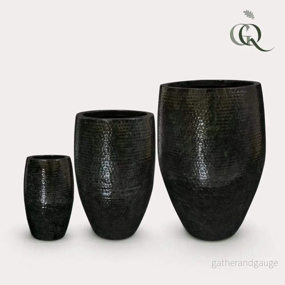 Set med 3 krukor - Thom Black metall - Stora Thom Black Pots