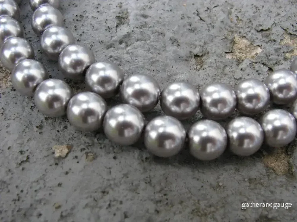 Tjeckiska Vaxade Glaspärlor - Silver 8mm, 1 sträng - Bild 2