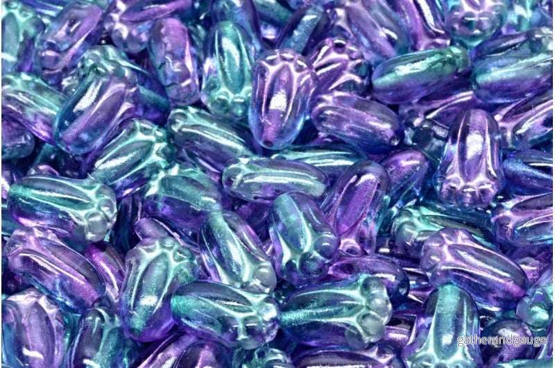 Tulip Bud Beads – Crystal Aqua Lilac 12x8mm, 20-pack Tulip Bud Beads – Crystal Aqua Lilac 12x8mm, 20-pack
