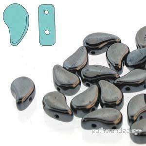 Paisley Duo - Jet Hematite 8x5mm, 10 gram