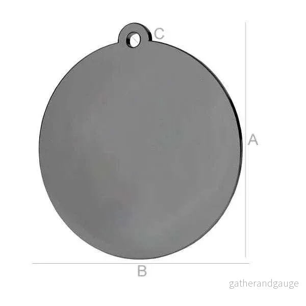 925 Silver Svart Rhodium Rund Charm 20mm 1 styck