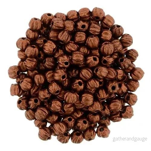 Tjeckiska Melon Round – Matt Metallic Dark Copper 3mm 50-pack