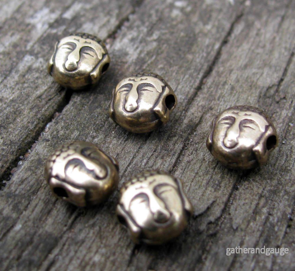 Mellandel Bronsfärgad - Buddha Huvud 7x5,2mm - 5-pack - Bild 2