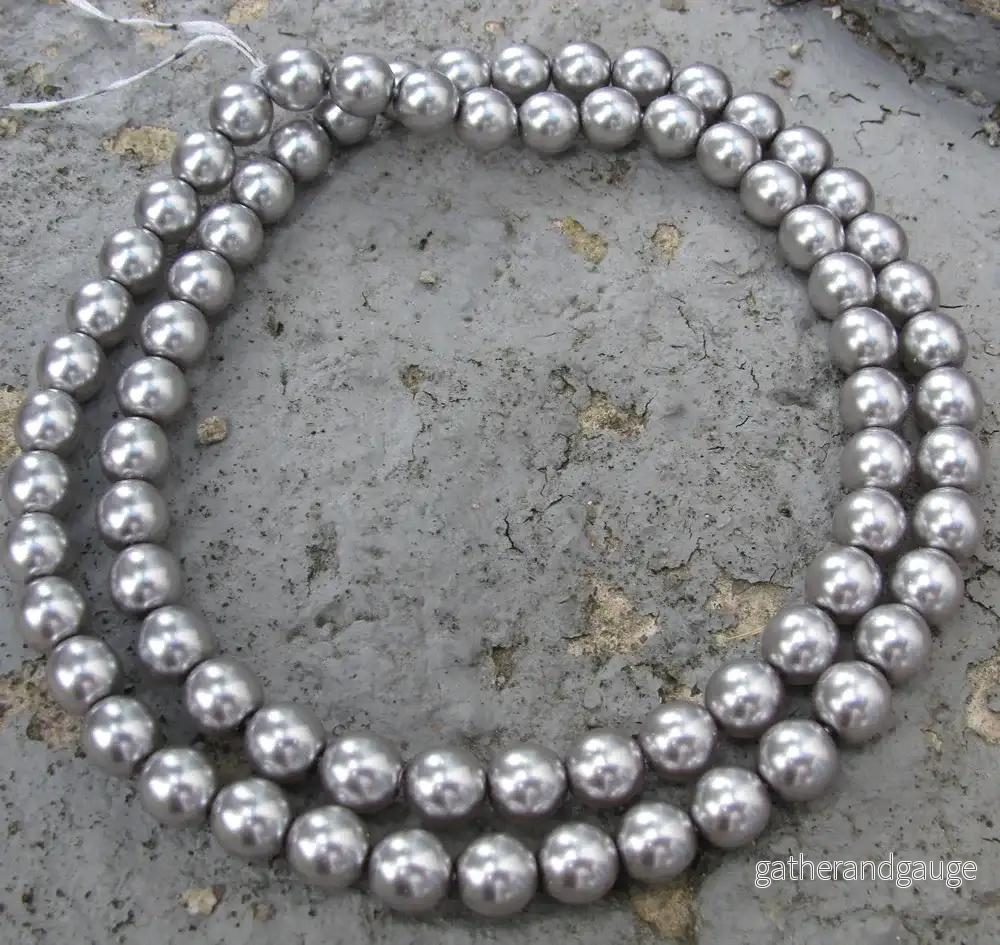 Tjeckiska Vaxade Glaspärlor - Silver 8mm, 1 sträng