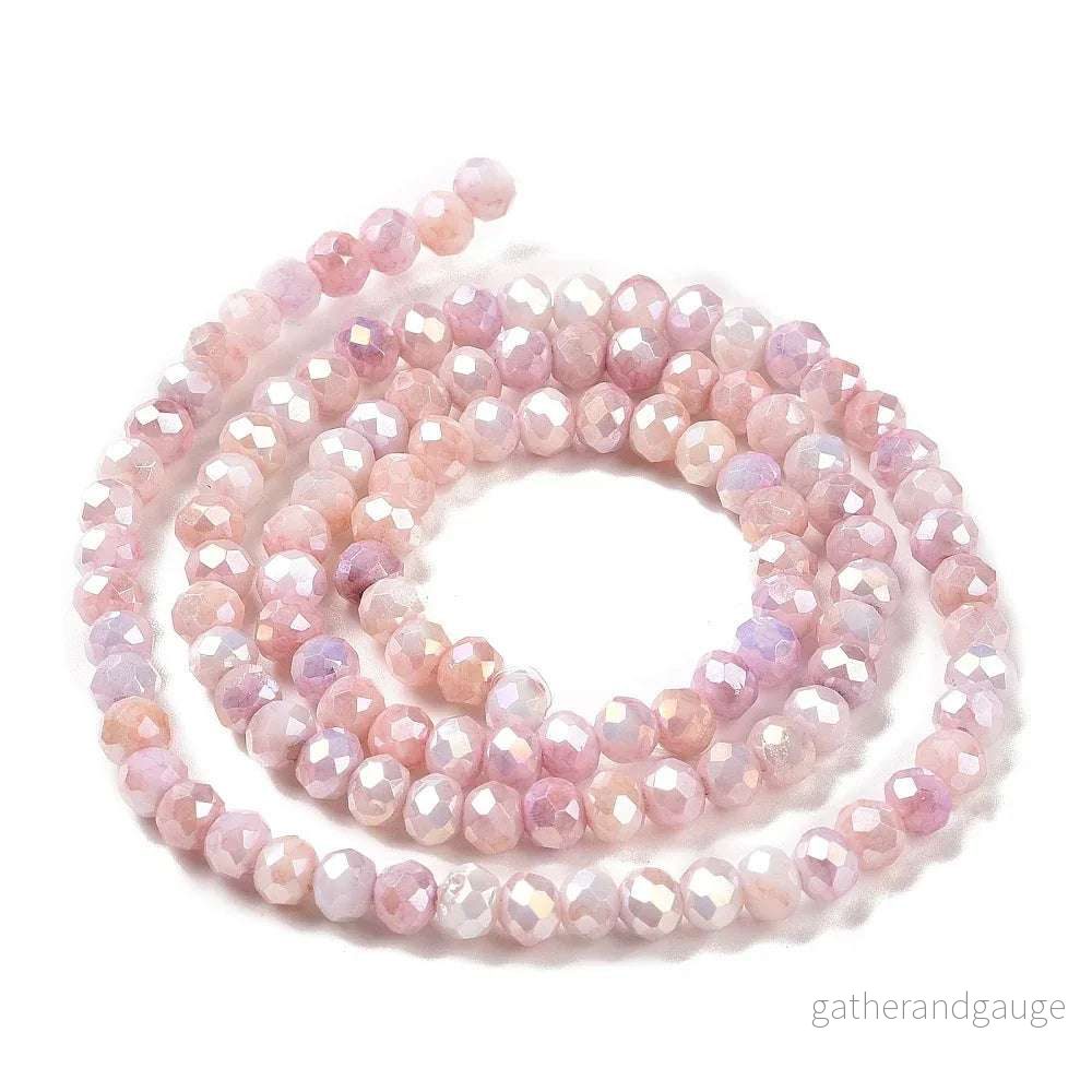 Facetterade glaspärlor - Sommarmix rosa, 4x3mm 1 sträng