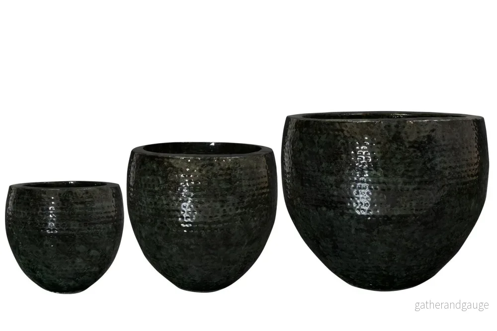 Set med 3 krukor - Thom black metal - Bredd 54 cm - Bild 2