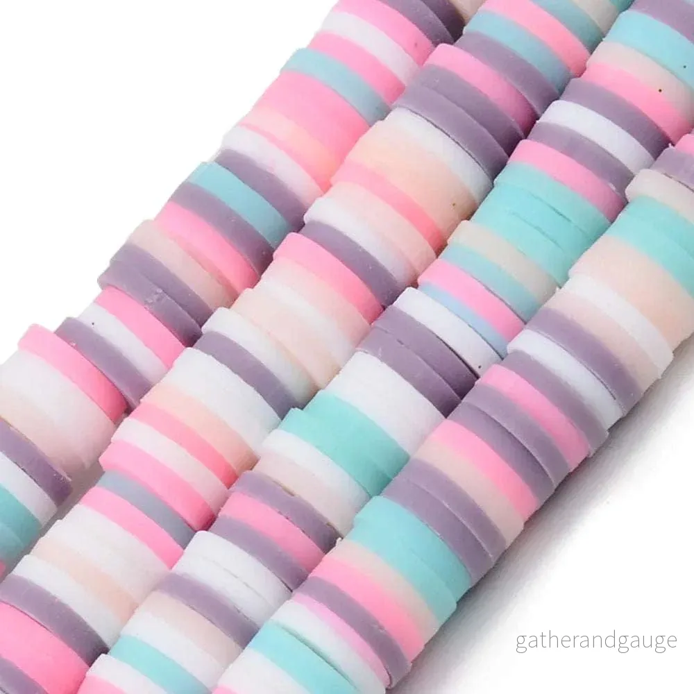 Heishi Pärlor – Pastell Mix 6mm 1 Sträng