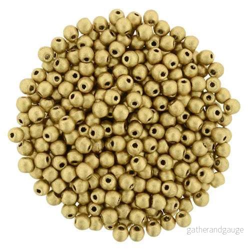 Tjeckiska Druk (Runda) – Matte Metallic Flax 2mm, 50-pack