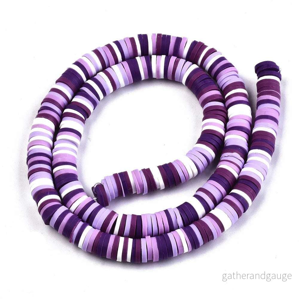 Heishi Pärlor - Lila Mix 6mm 1 Sträng