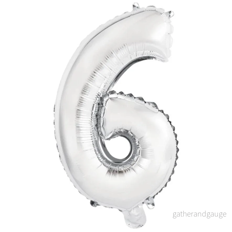 Folieballong siffror 6 i Silver 75cm