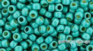 TOHO seed beads – PermaFinish Frosted Galvanized Turquoise 8/0, 10 gram