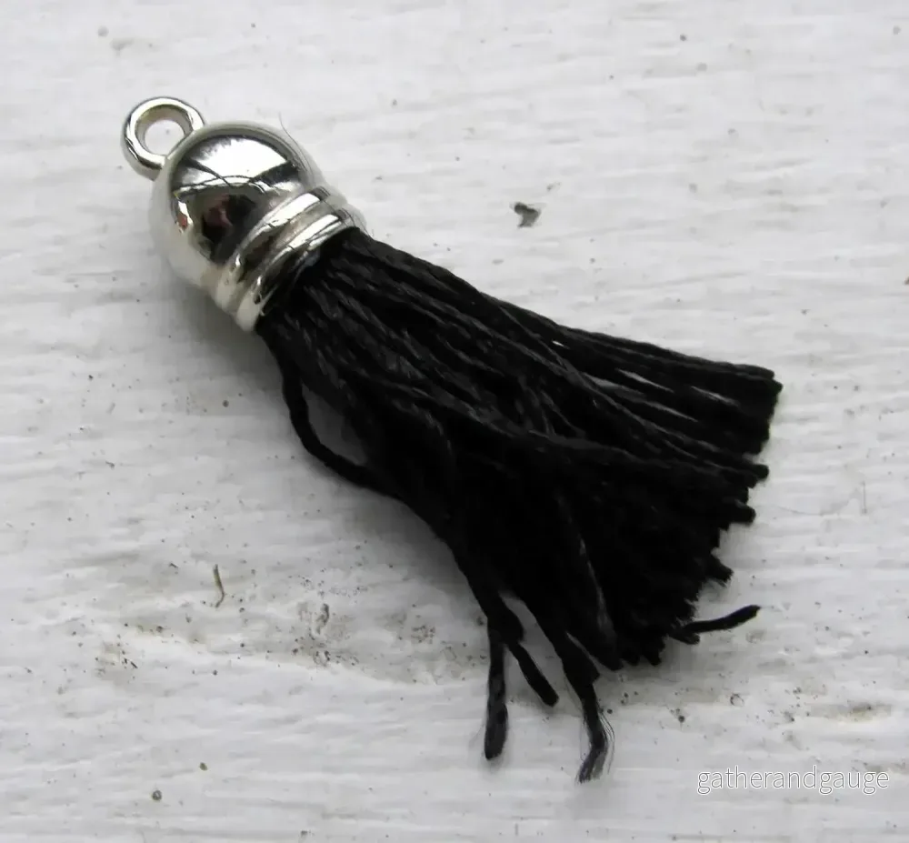 Hänge tassel silver - Svart 40mm, 1 styck - Bild 2