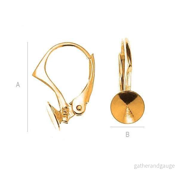 Öronkrokar 925 Silver 24K Gold – Brisyr för Chaton 8mm