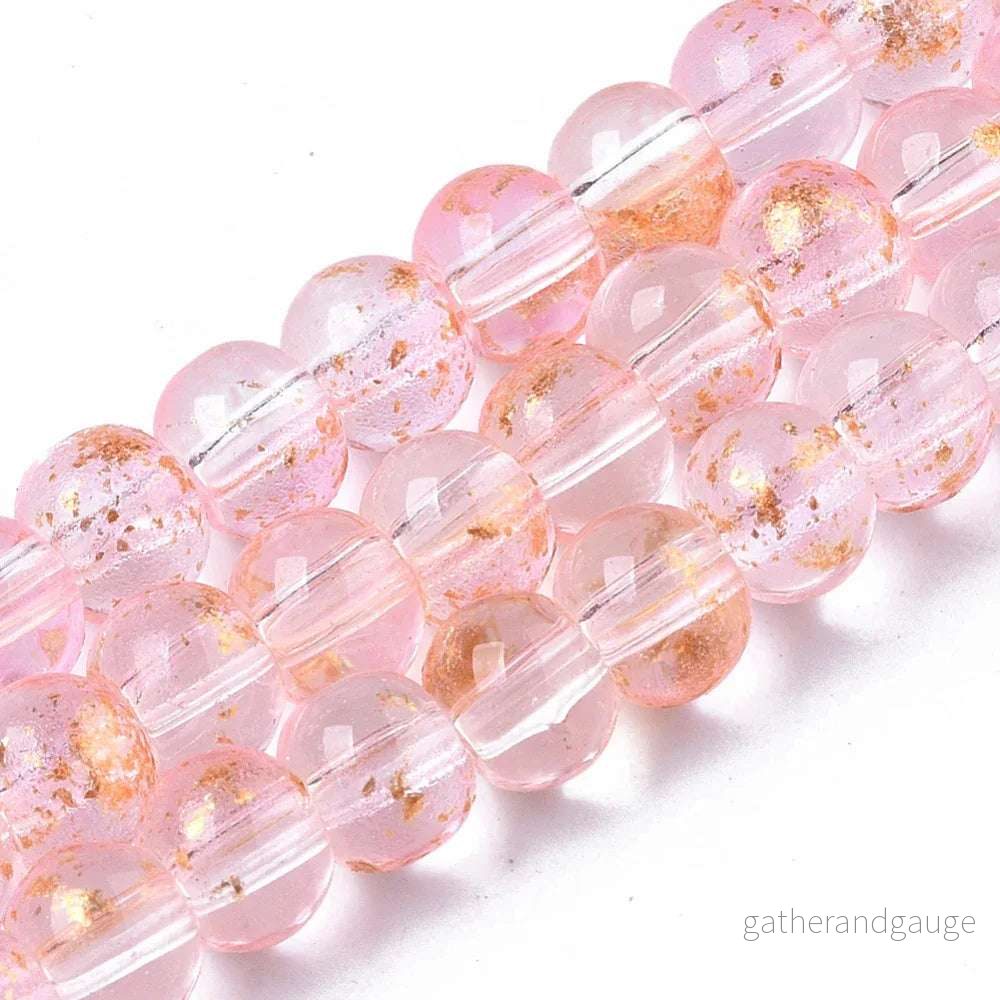 Glaspärlor Rund - Rosa Guldshimmer 4mm 1 Sträng - Bild 2