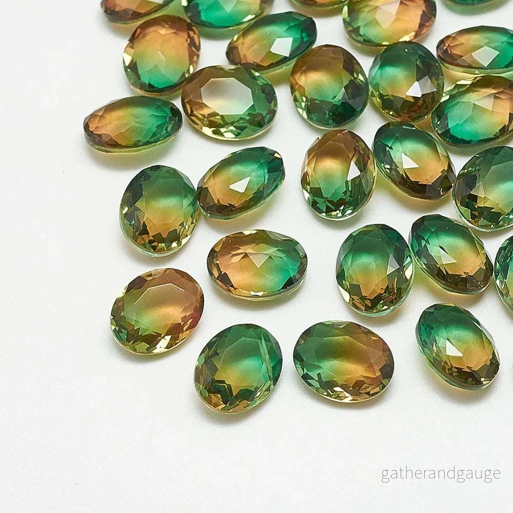 Kinesisk Strass - Oval Light Topaz/Green 8x10mm 1 styck - Bild 2