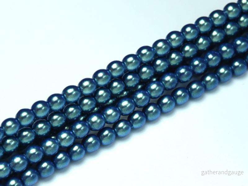 Tjeckiska Pearl Shell – Dusk Blue 3mm, 1 sträng Tjeckiska Pearl Shell – Dusk Blue 3mm, 1 sträng