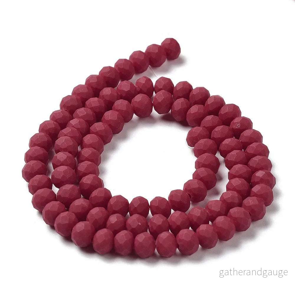 Facetterade glaspärlor – Matt Röd, 3,5x3mm, 1 sträng Facetterade glaspärlor – Matt Röd, 3,5x3mm, 1 sträng