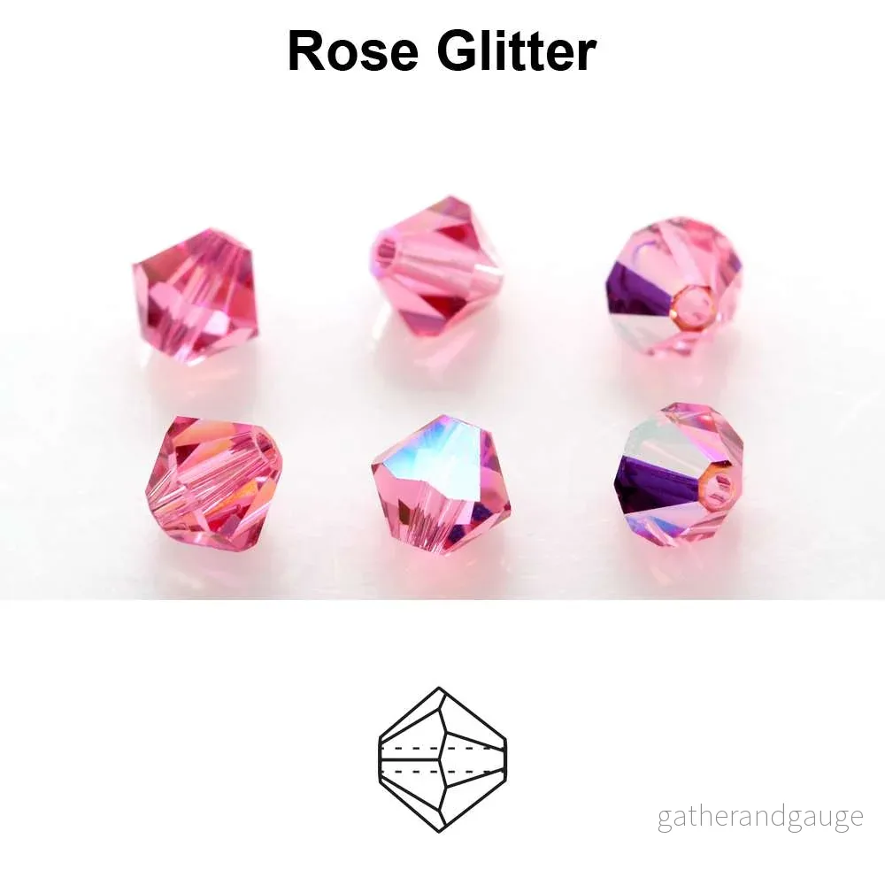 Tjeckiska MC Bicone – Rose Glitter 3 mm 40-pack