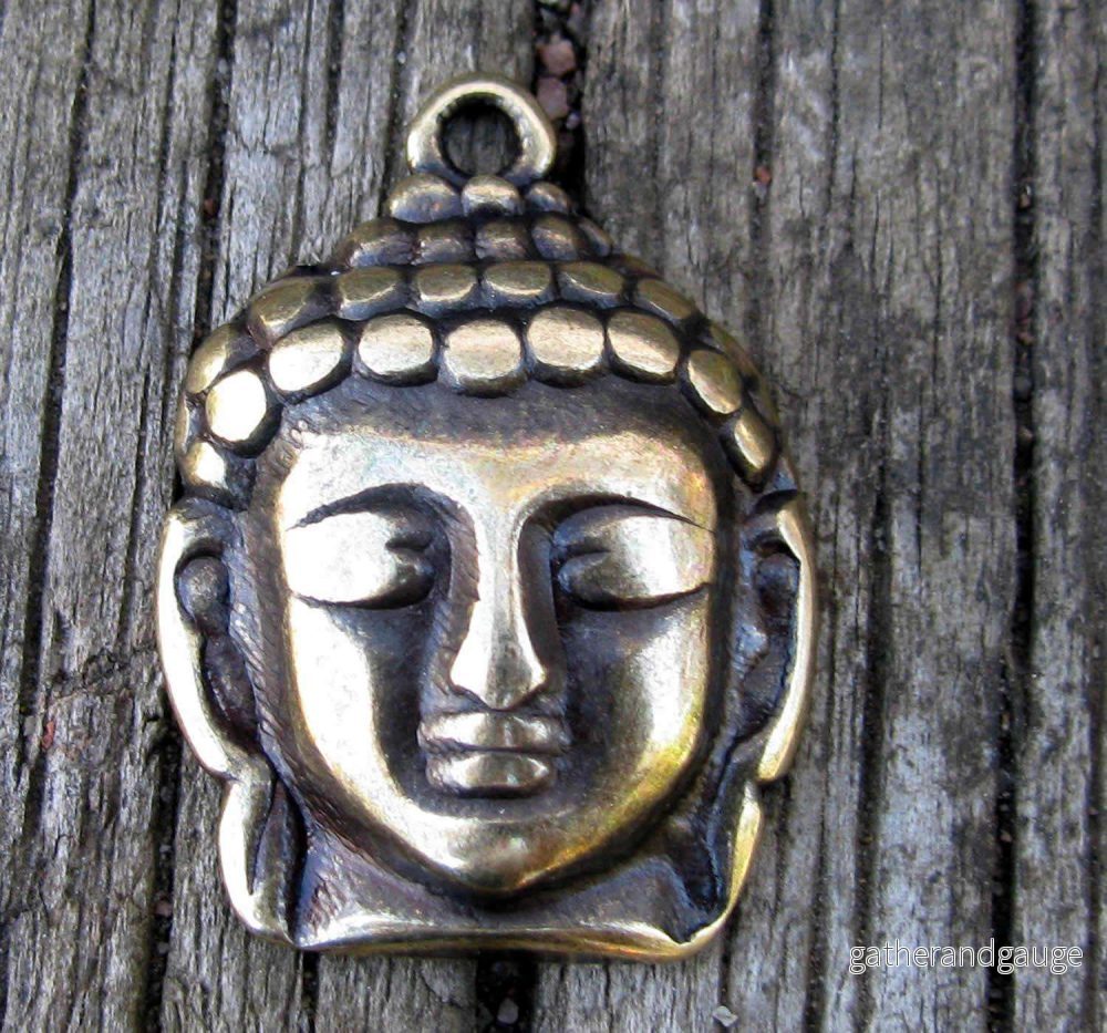 Hänge Bronsfärgad - Buddha Huvud 30x21mm 1 styck