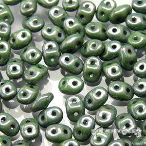 SuperDuo - Opaque Green Ceramic Look, 10 gram