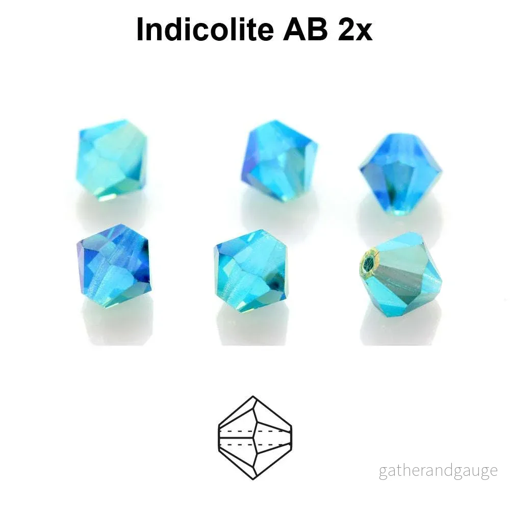 Tjeckiska Bicone - Indicolite 2x AB, 4 mm, 30-pack