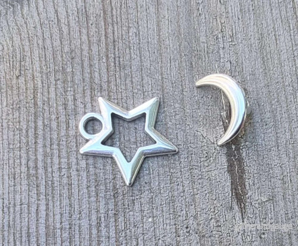 Stavlås Silverpläterad - Stjärna och Måne 1 Set