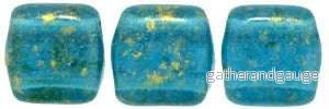 CzechMates Tile Beads - Gold Marbled - Capri Blue, 25-pack - Bild 2