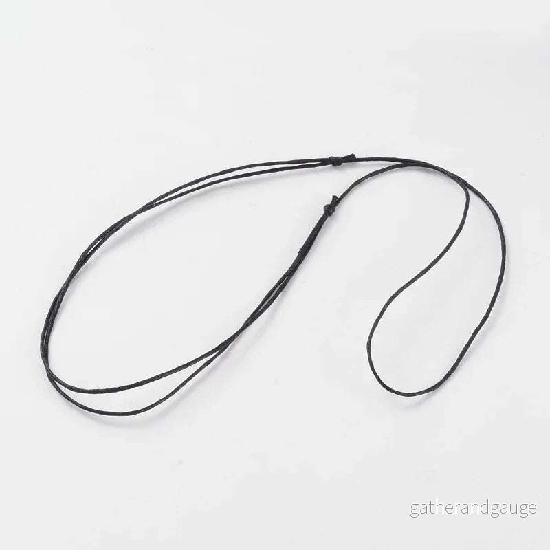 Vaxad bomullstråd halsband - Svart 1mm, 1 styck