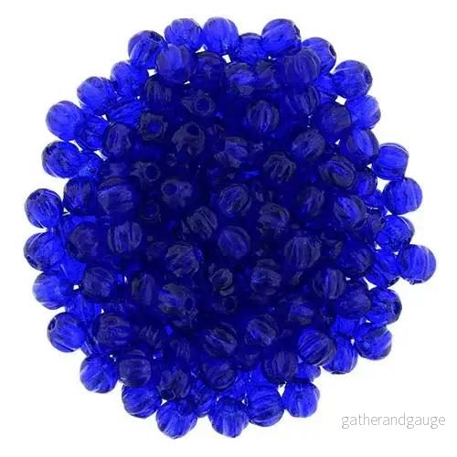 Tjeckiska Melon Round – Cobalt 3mm 50-pack