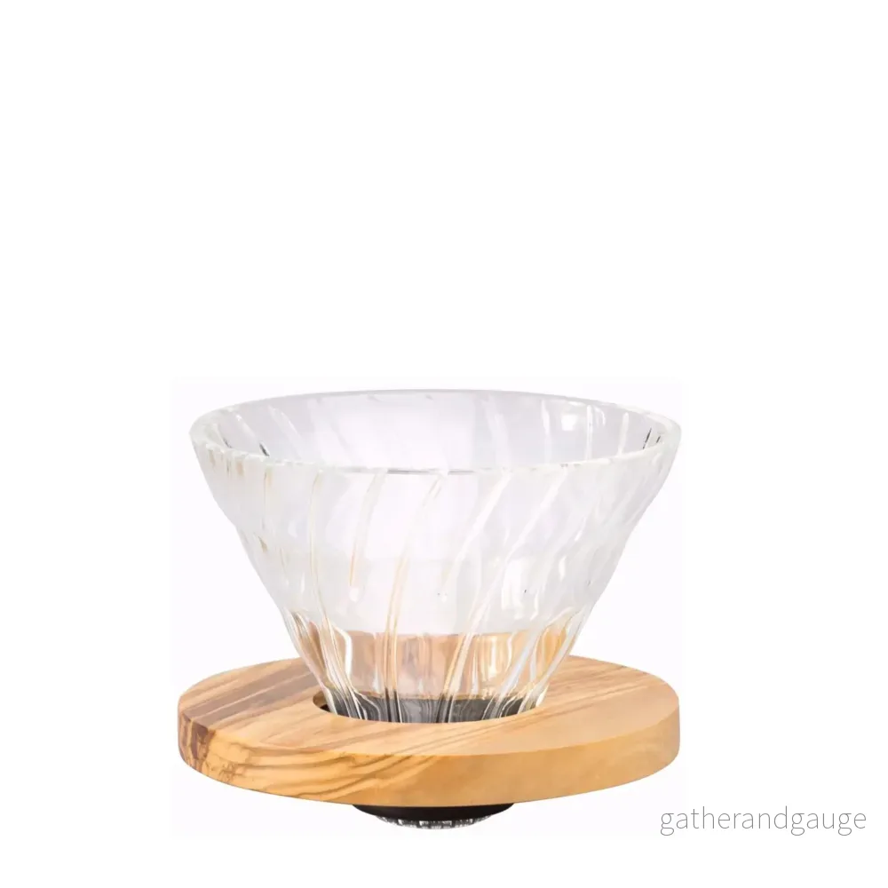 Glass Coffee Dripper V60 01 – Olive Wood
