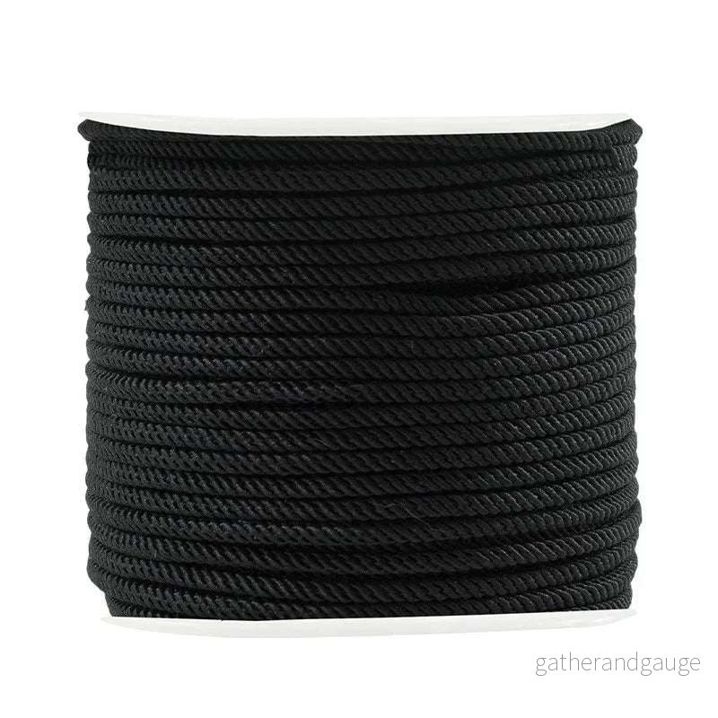 Polyester twisted tråd - Svart 1,5mm, 1m