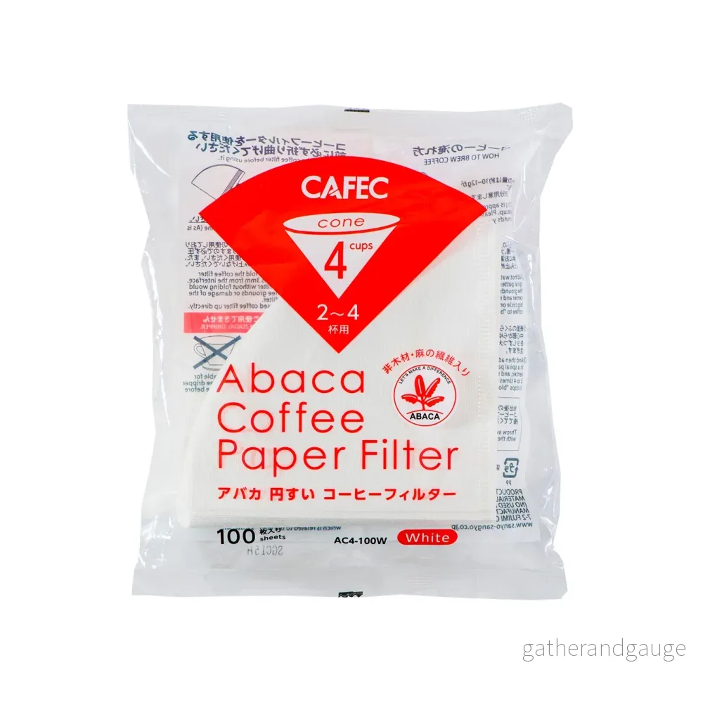 Cafec – Abaca – Pappersfilter – Cup4 – Vit – 100pcs