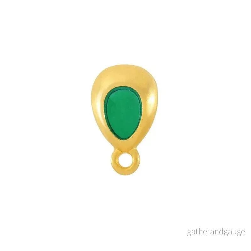 Örstickare 24K Guldpläterad - Droppe med Grön Mitt, 2-Pack