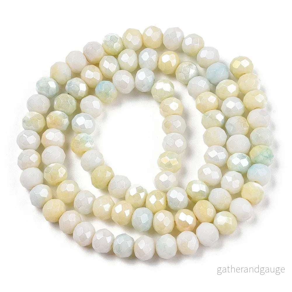 Facetterade glaspärlor – Sommarmix grön, 6x5mm 1 sträng Facetterade glaspärlor – Sommarmix grön, 6x5mm 1 sträng