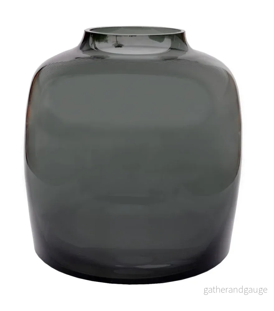 Grå glasvas – h25cm, Ø25cm
