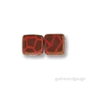 CzechMates Tile Beads - Red Laser Bronze Cracked, 1 sträng - Bild 2